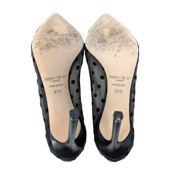 Jimmy Choo Romy 100 Polka Dot Mesh Heels 37.5 - Picture 6 of 8